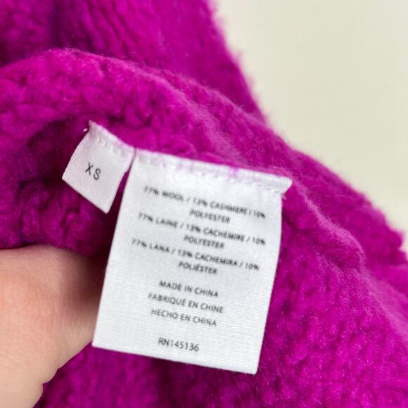 NAADAM Wool Cashmere Structured Shoulder Sweater Fuchsia Purple Sz XS {3J6} - Picture 7 of 7